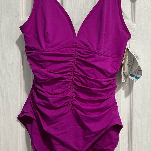 Kids Purple One Piece Swimsuit - Picture 1 of 3
